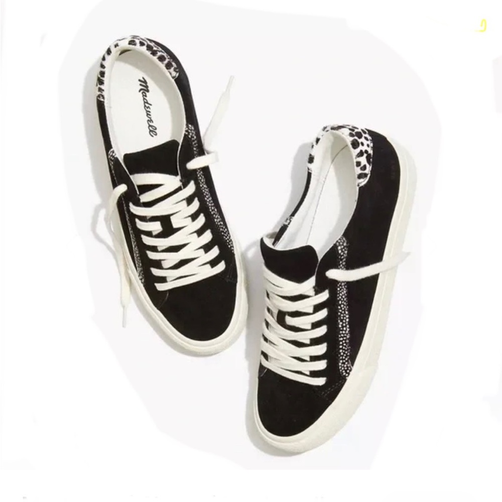 Madewell Sidewalk Low Top Suede and spot calf hair sneakers size 8,5